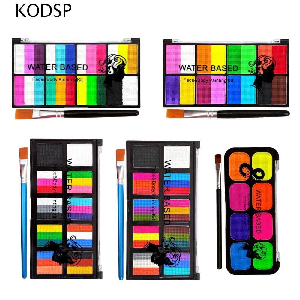 KODSP Pintura De Arte Corporal , Kit De Facial De Maquiagem Colorida ,  De Tintas A Óleo Com Pincel Paleta