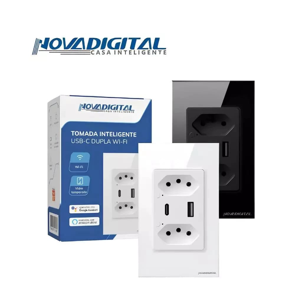 Tomada Wi-Fi Inteligente Dupla - Controle Remoto Alexa SmartLife USB-C 16A