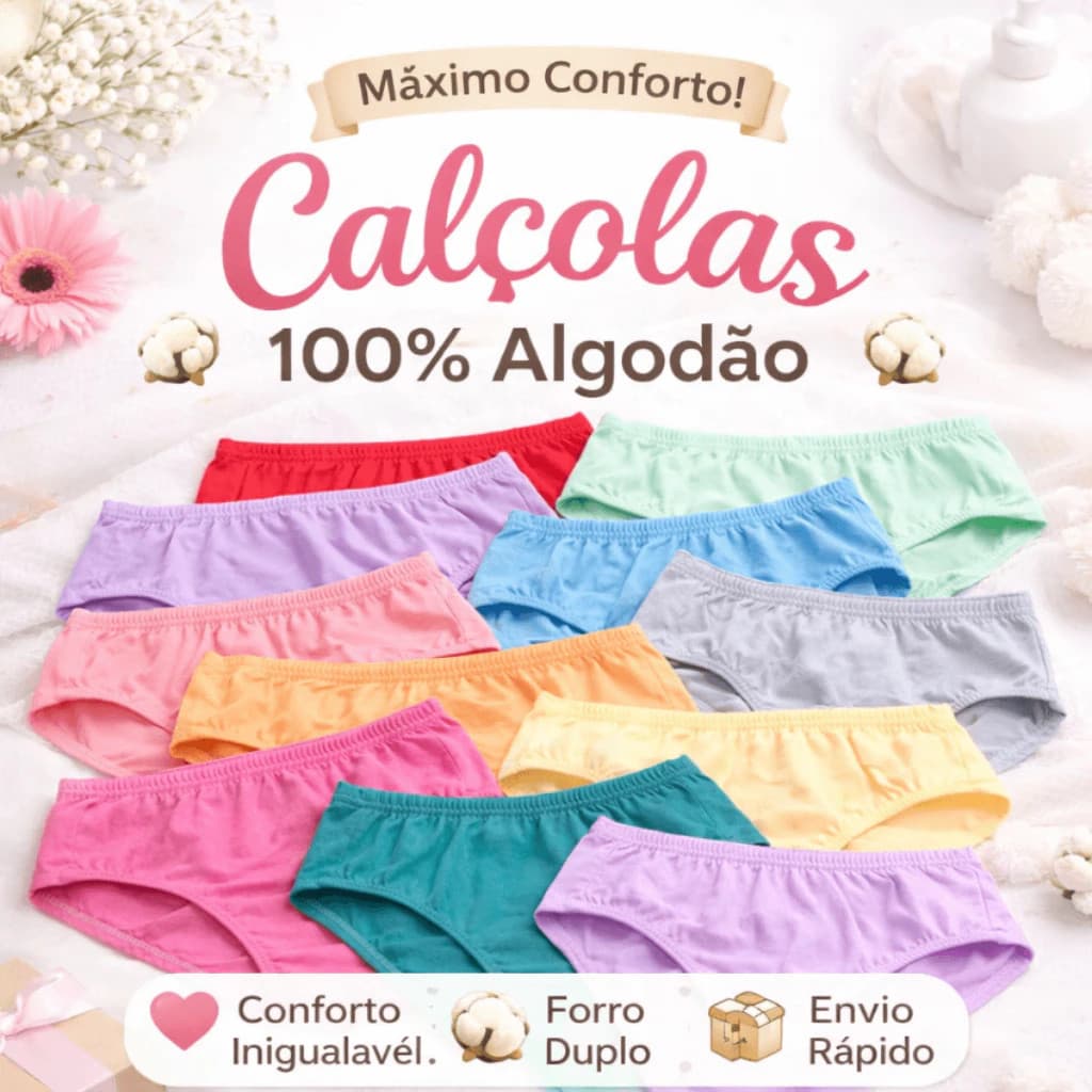 Kit 10 Calçola De Algodão Senhora Revenda Atacado Promoção