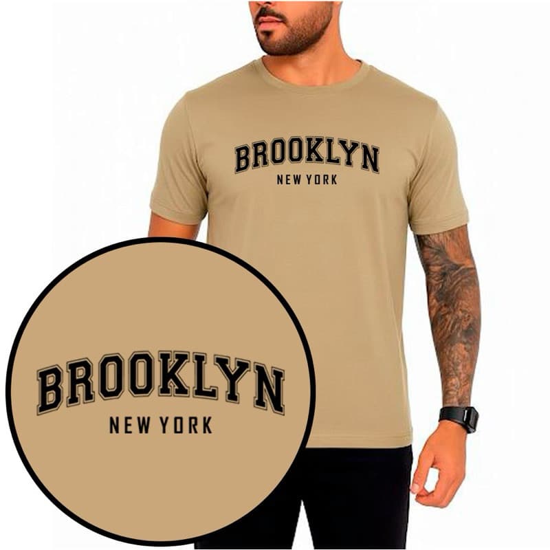 Camiseta Masculina Estampada Brooklyn Camisa New York Camisa Unissex Novidade Lançamento Algodão