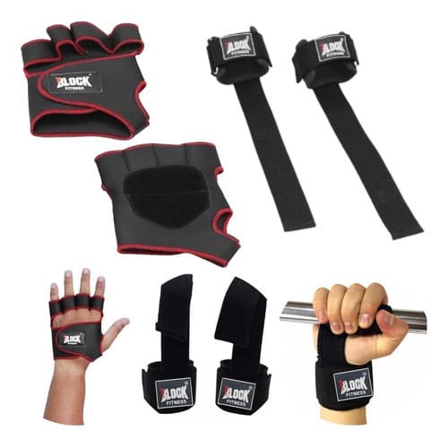 Kit Luva Musculação E Strap Munhequeira Academia Crossfit