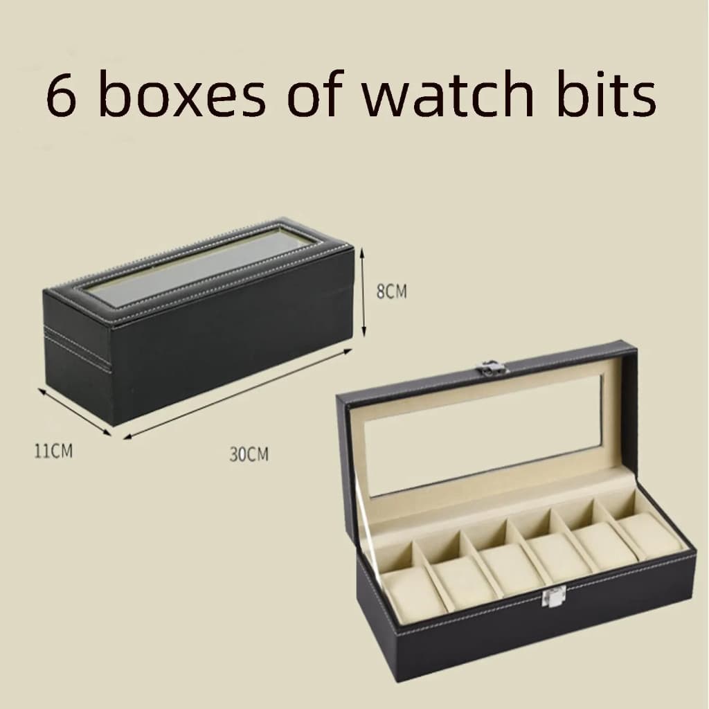 PU Leather Watch Storage Box, Assista Acessórios, Display Case, Suporte, Organizador, Caixa de Jóias, 6 Slots