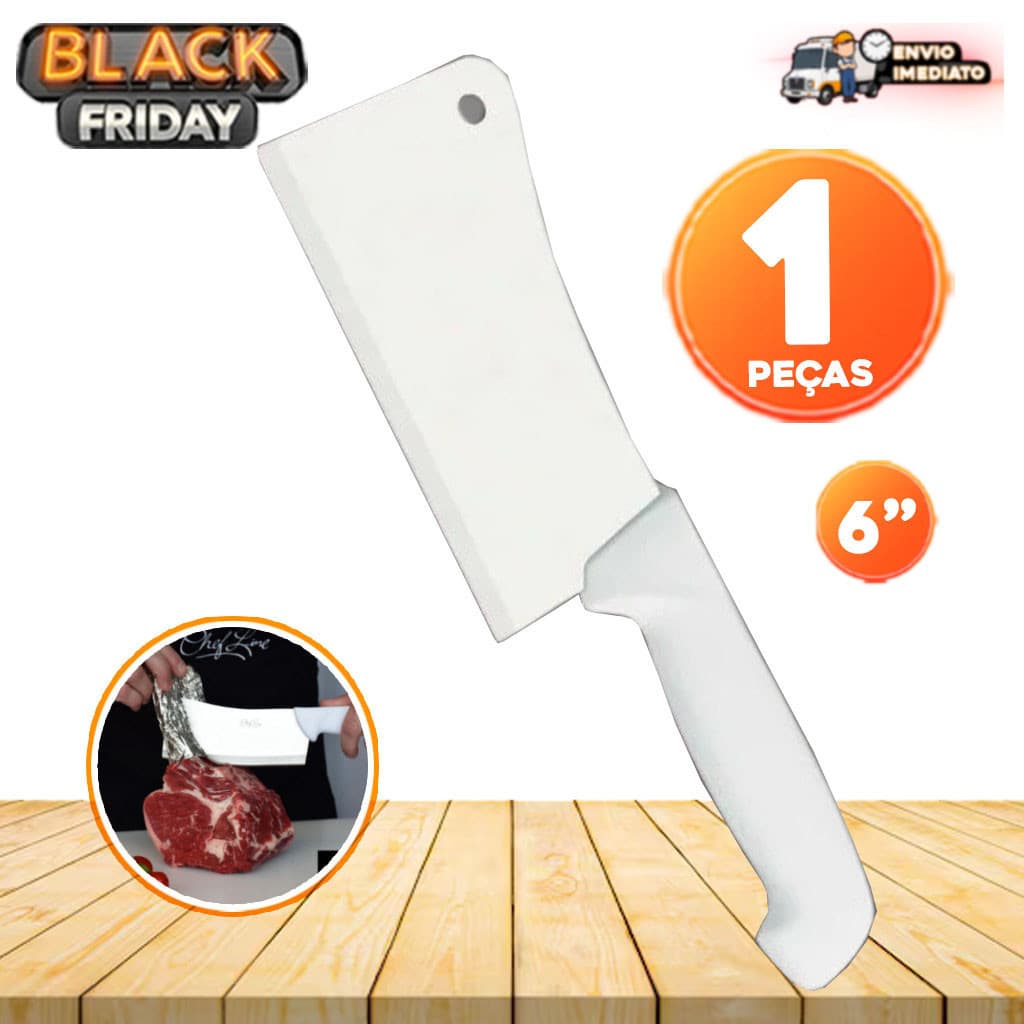 Cutelo Profissional 6 Polegadas com Cabo Plástico – Aço Inox | Linha Top Chef para Cozinha e Churrasco