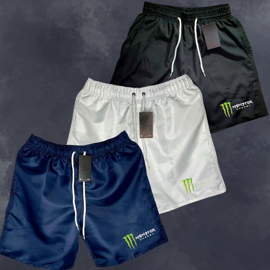 Kit 3 Bermudas Mauricinho Masculino MONSTER, Ideal Para Treino, Academia, Corrida, dia a dia