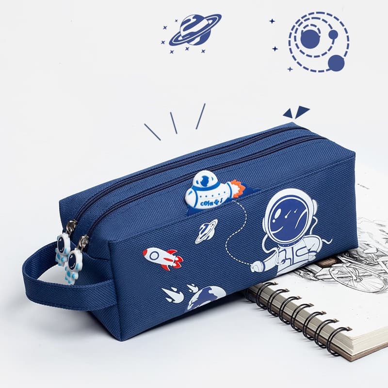 Space Astronauta Estojo De Lápis Portátil Para Crianças De Desenho Animado Bonito Saco De Papelaria De Grande Capacidade