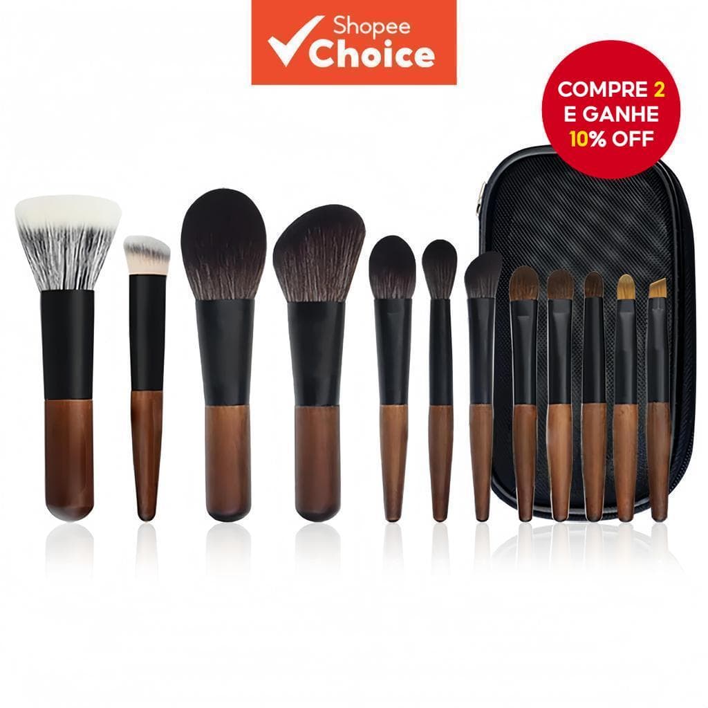 Mini Conjunto De Pincéis De Maquiagem Multifuncional 12 Unidades-Base , Pó , Contorno , Blush E Sombra