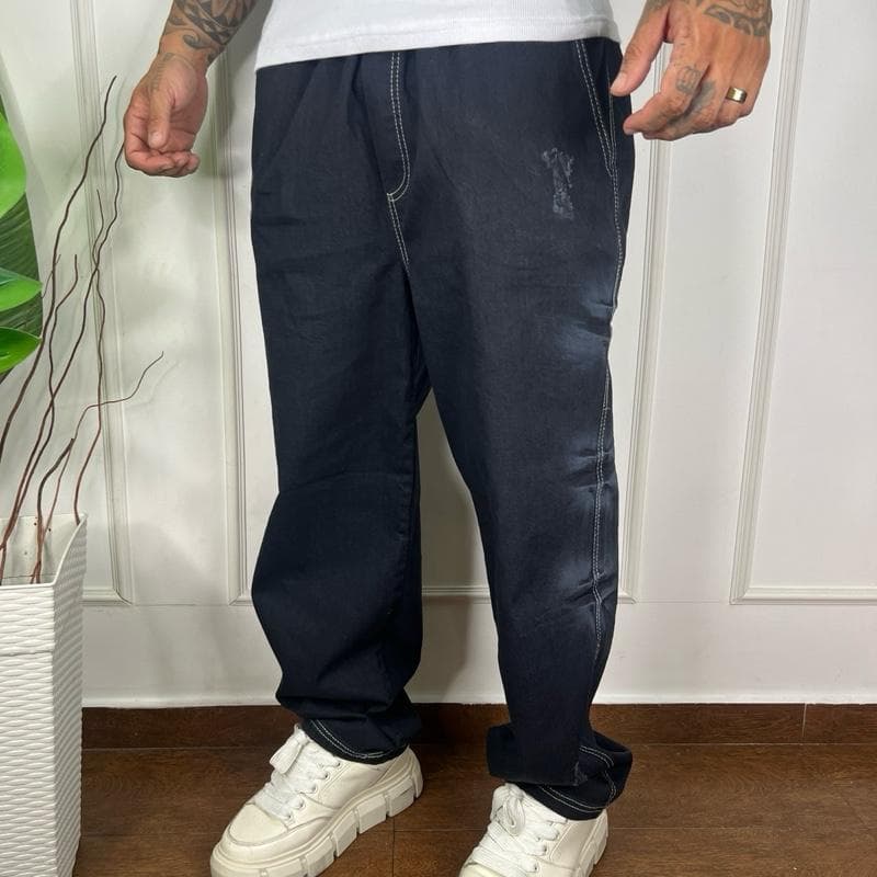 Calça Balão Preto 3D Masculina Streetwear Premium Larga