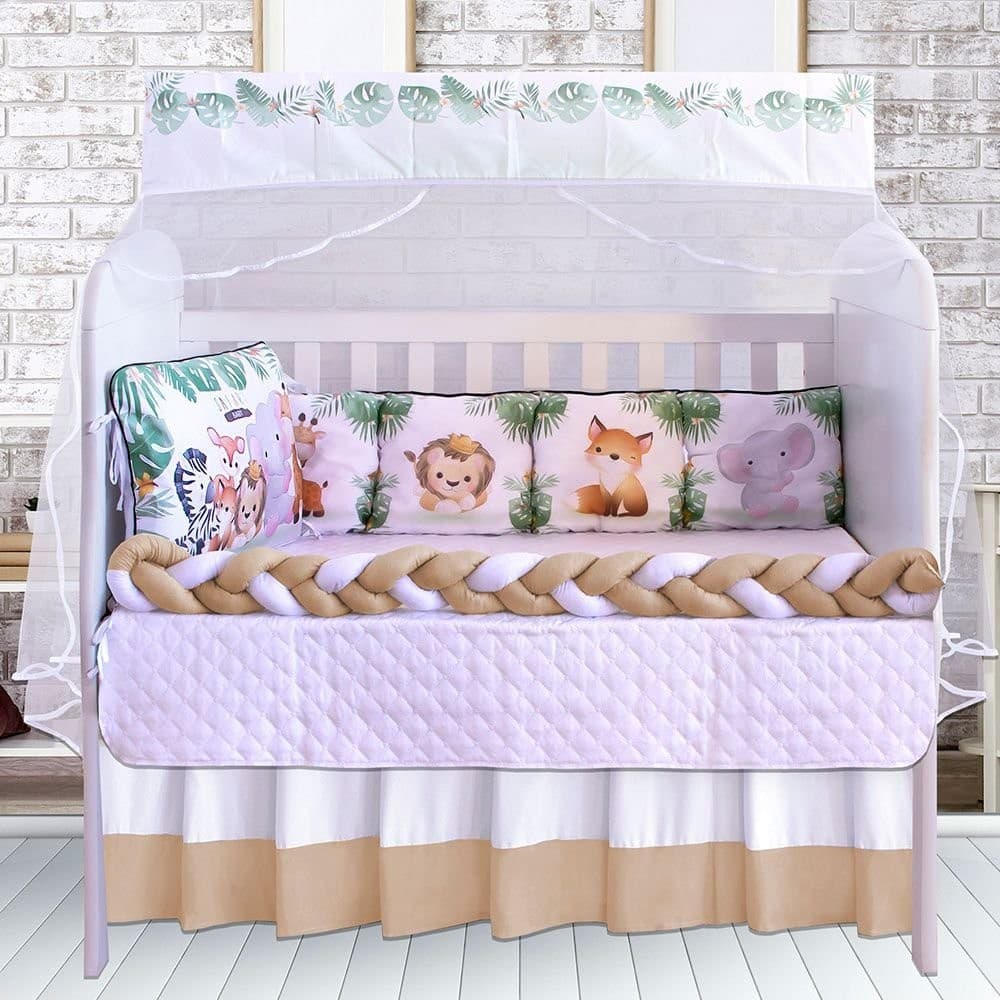 Kit Berço Trança Safari Baby 12 Peças 100% Algodão Luxo