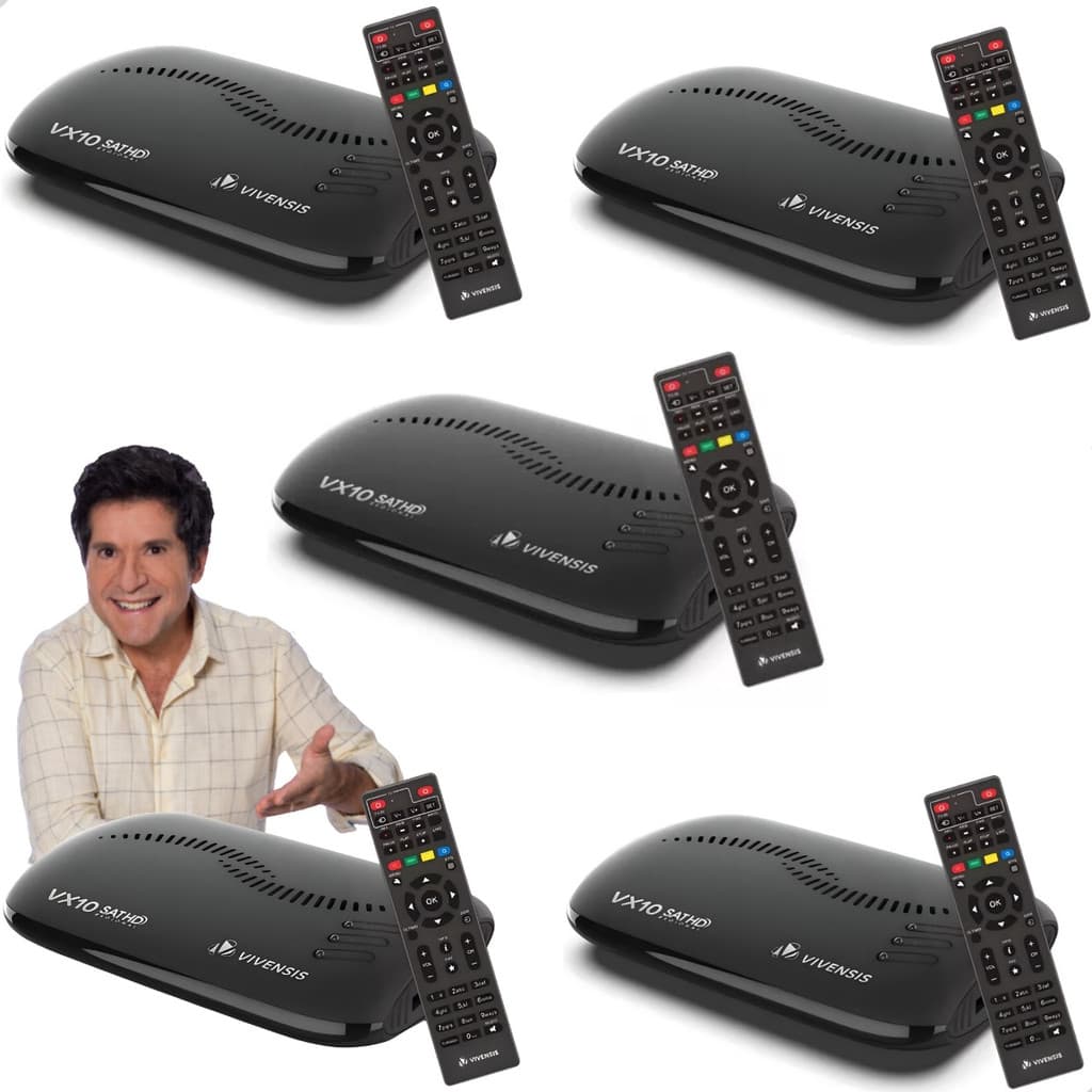 Kit 5 Receptor Digital Vivensis Vx10 Tv Hd Sat + Chaveiro