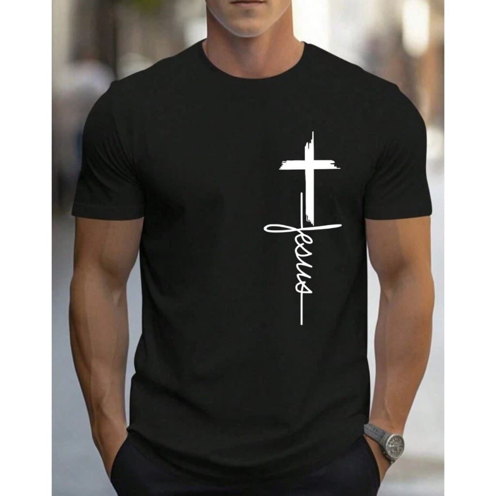 Camiseta Masculina 100% Algodão Confortável Premium Jesus Estilo Casual Conforto Diário Alta Qualidade
