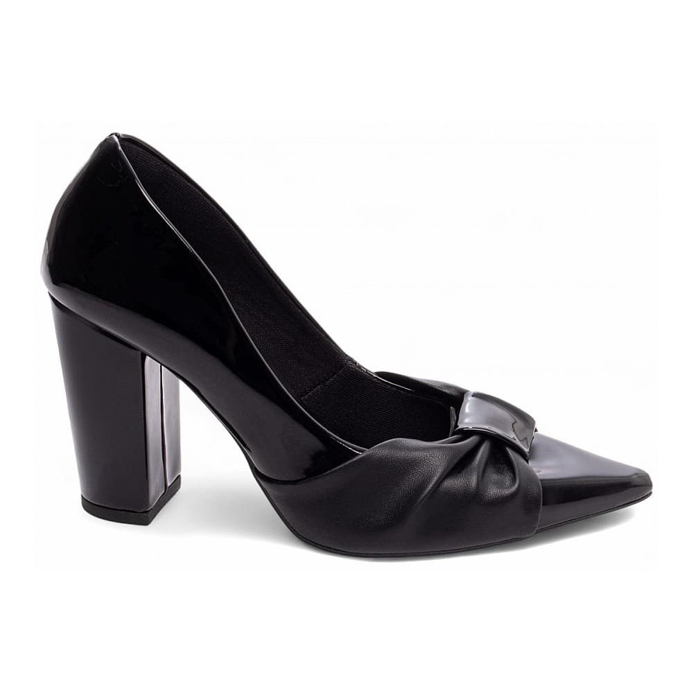 Sapato Scarpin Salto Gosso Alto Bico Fino Preto