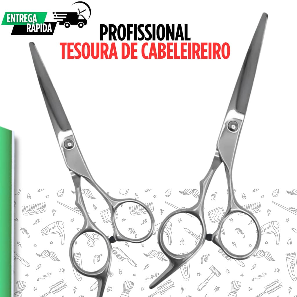 3 Tesoura Cabeleireiro Profissional 6" Aço Inoxidável Barbearia e Salão