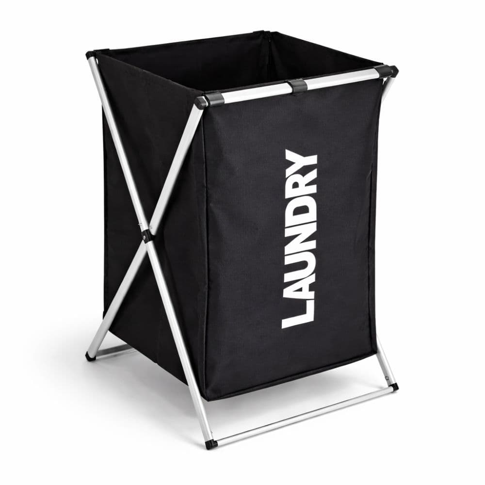 Cesto Roupa Suja Dobrável 75L Organizador Lavanderia Preto