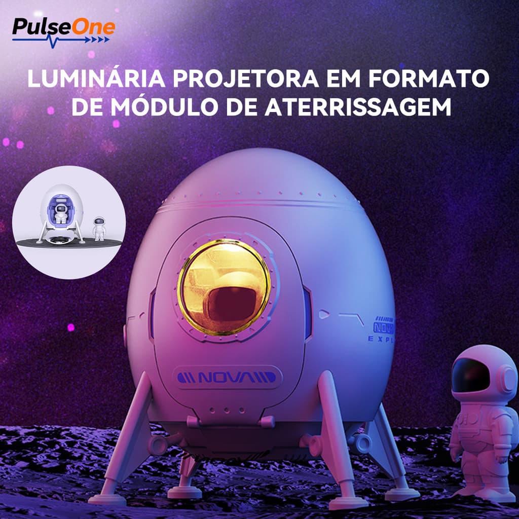 Projetor Lunar Astronauta Bluetooth Músic+Timer Sono com 8 Cores-Uma escolha ideal para te acompanhar na hora de dormir