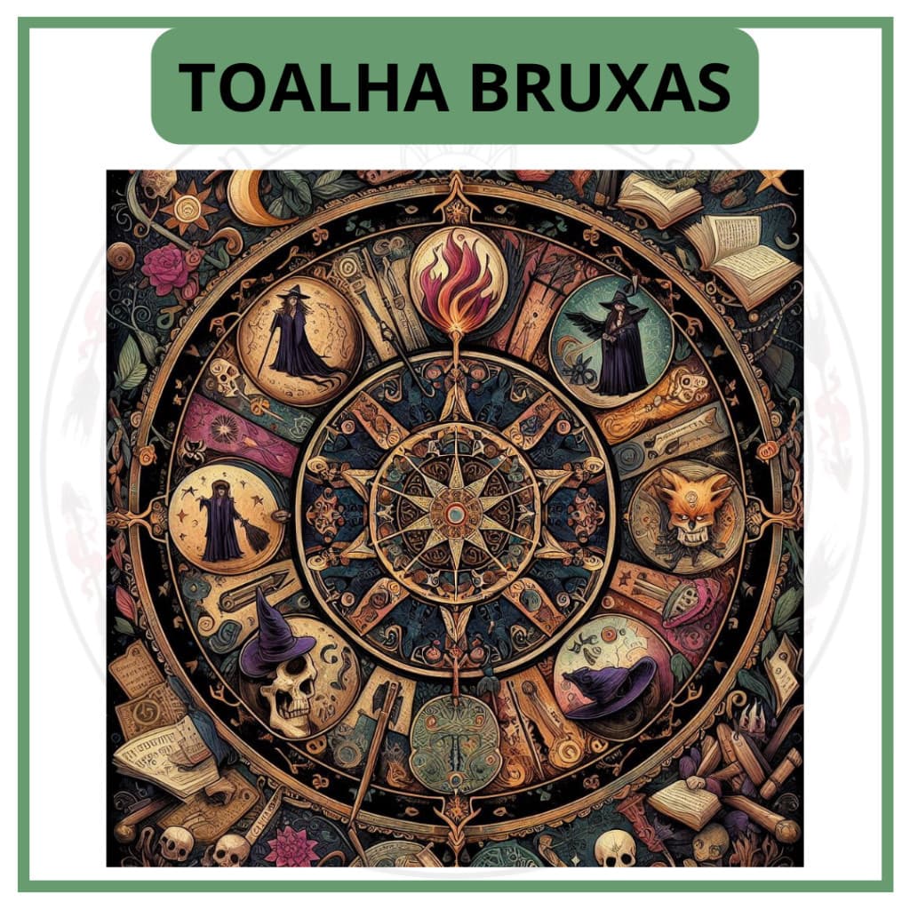 Toalha para Jogo de Tarot 0,70x0,70cm Bruxas