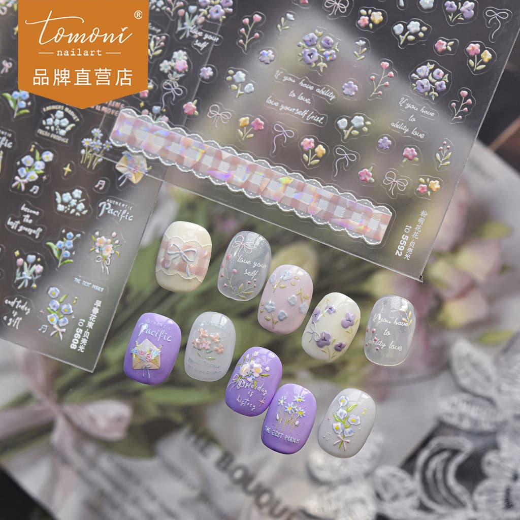 [Meow.sensei] Adesivos de Unhas Leves Tomoni Shell Estilo Quente Ins Adesivos de Unhas Frescos Início da Primavera Adesi