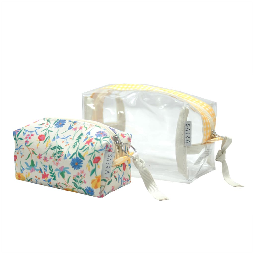 Kit Necesaires Organizador Mala Viagem Maquiagem Remedios Transparente 2 Peças