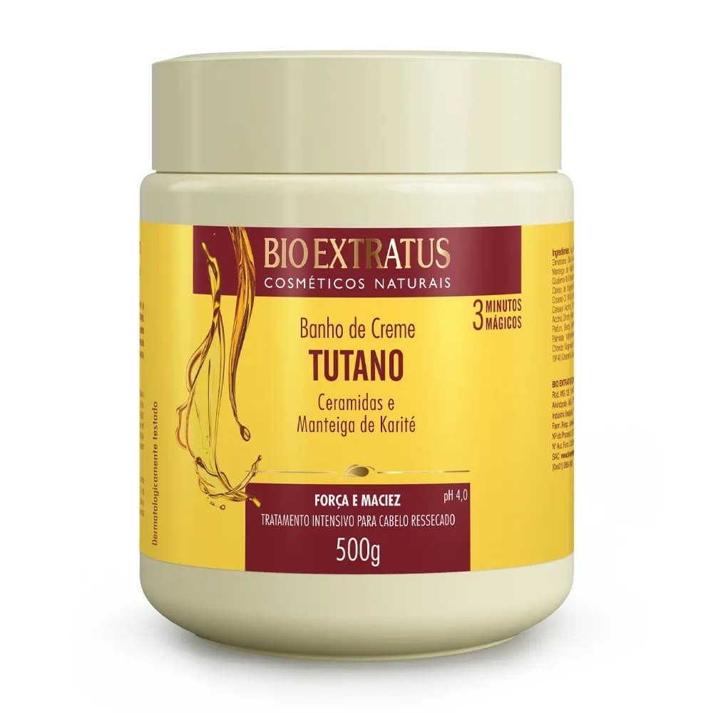 Banho de Creme Tutano e Ceramidas 500g Bio Extratus Força e Maciez Tratamento Cabelos Ressecados