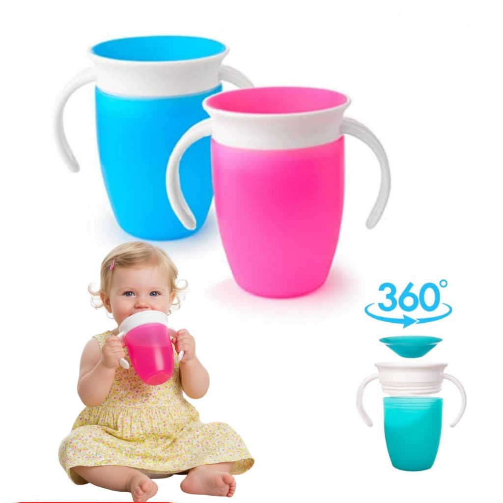 Copo Infantil 360 Antivazamento Com Alças Treinamento Transição Bebê 210ml