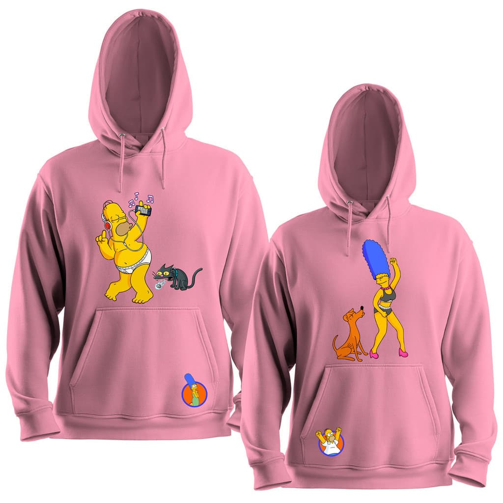 Moletom Kit Casal Homer e Marge Simpson Casal Casaco Com Capuz Agasalho Dia dos Namorados Geek Nerd