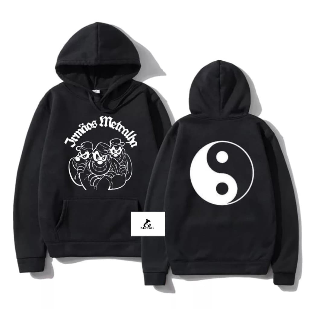 Moletom Canguru Irmãos Metralha Town Country Yin Yang Bem Mal Blusa de Frio capuz e Bolso Masculino