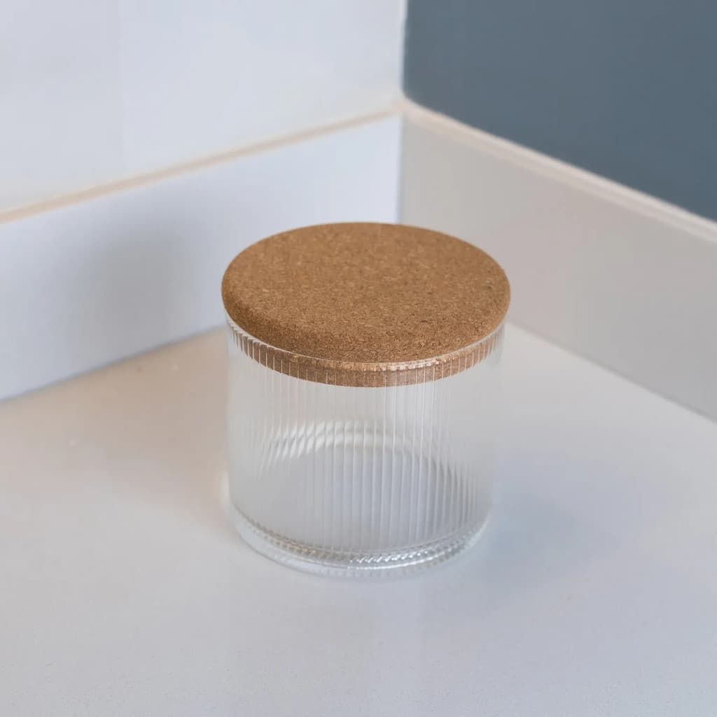 Pote de Vidro Canelado c/ Tampa Rolha Essencia 450ml - Lyor