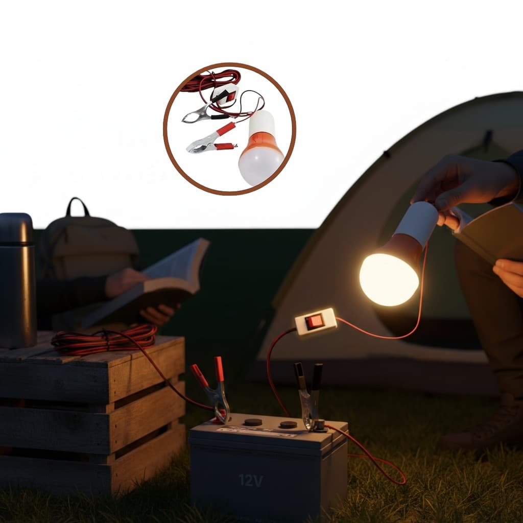 Luz de Emergência 12V p/ Camping e Carro Lâmpada Led 5w