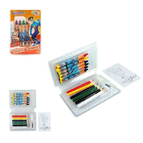 Estojo Escolar Infantil Hero Squad Completo 18 Peças Organizador Resistente Colorido