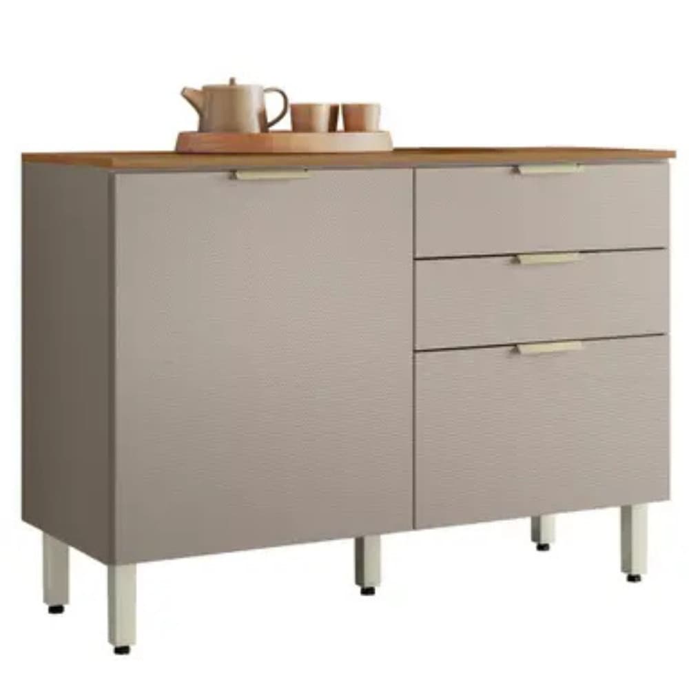 Balcão com Tampo 2 Portas 2 Gavetas 120cm MDP Alba Demóbile