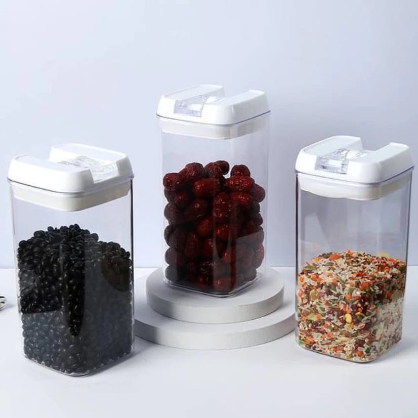 Kit 3 Potes Vasilha Armazena Feijão Cozinha Conserva Guarda Alimento Recipiente Arroz