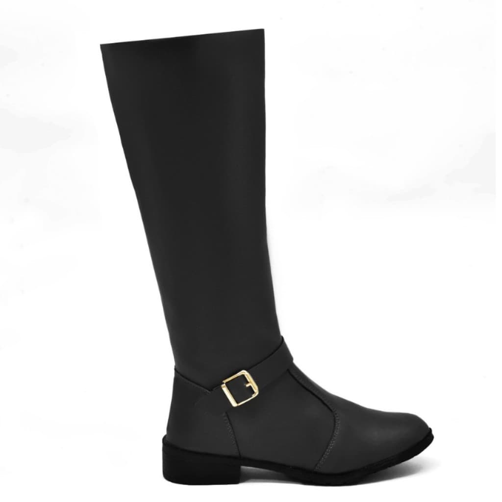 Bota Feminina Cano Longo Estilosa Montaria Conforte Preta e Café- REF 223
