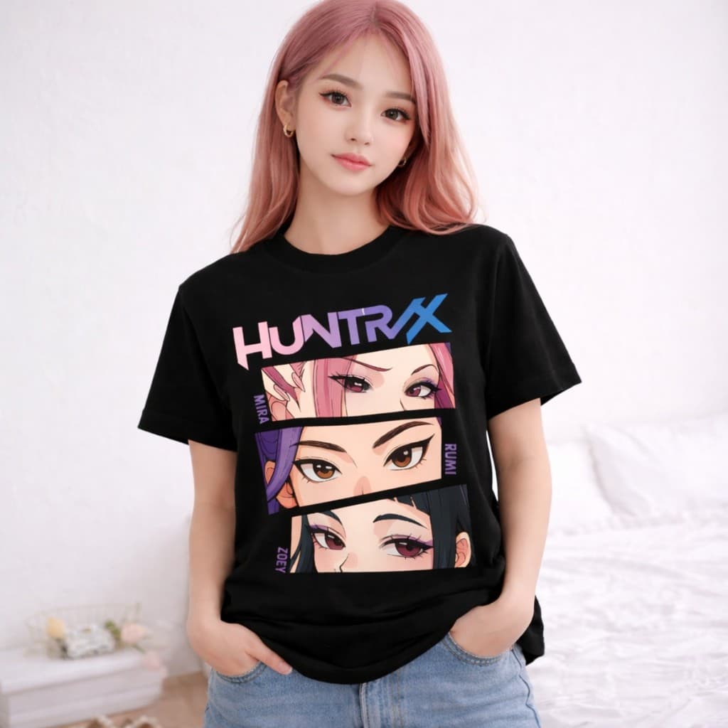 Camiseta Estampada Huntrix Guerreiras K-pop T-shirt Feminina Hunters Estilo Coreano 100% Algodão Confortável