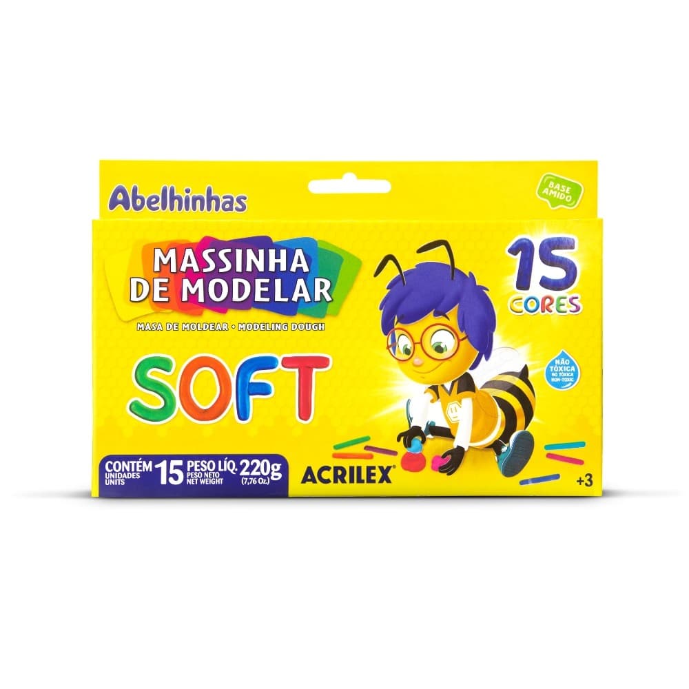 Massinha De Modelar Acrilex Soft 15 Cores, 220g, 073140000