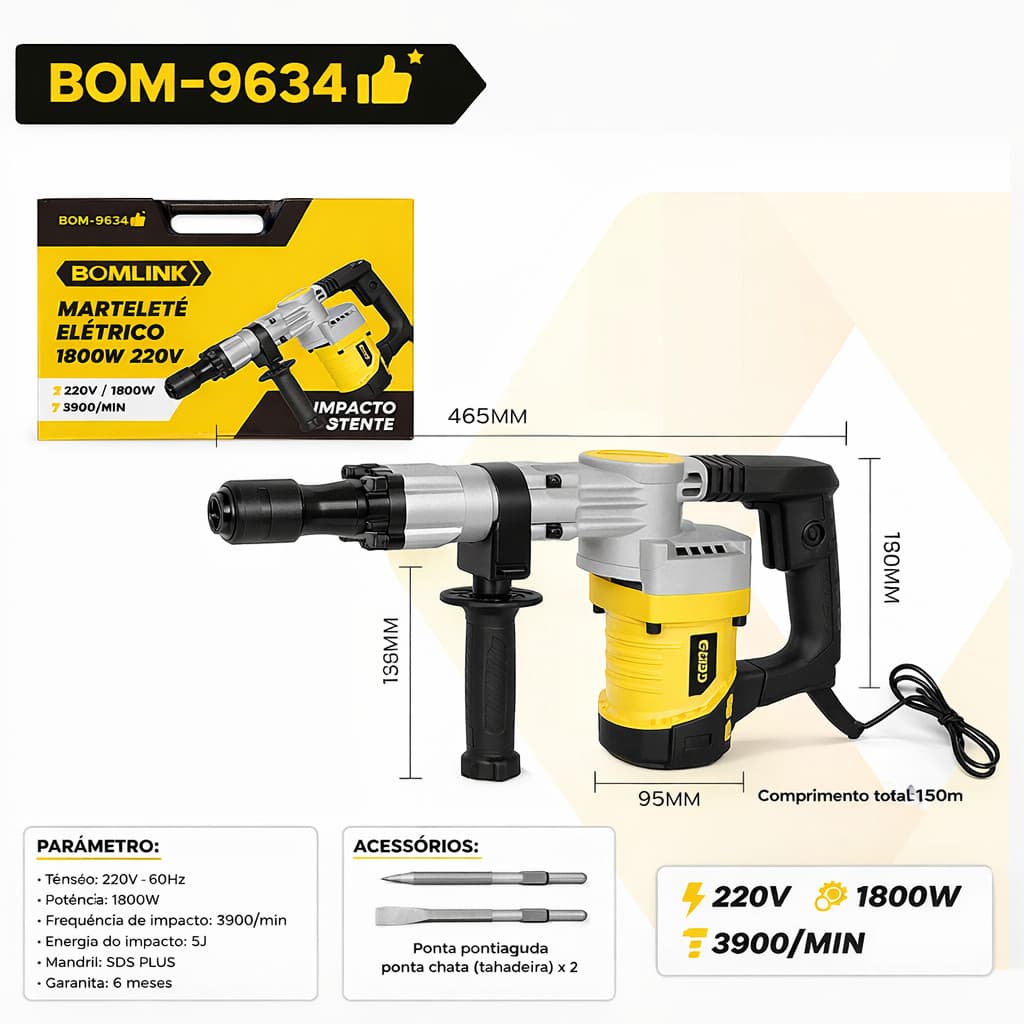 MARTELETE ELÉTRICO 1800W 220V BOM-9634