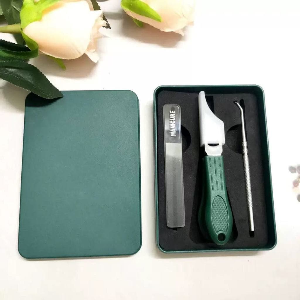 Alicate Cortador De Unhas Inox Kit Com Lixa E Agulha