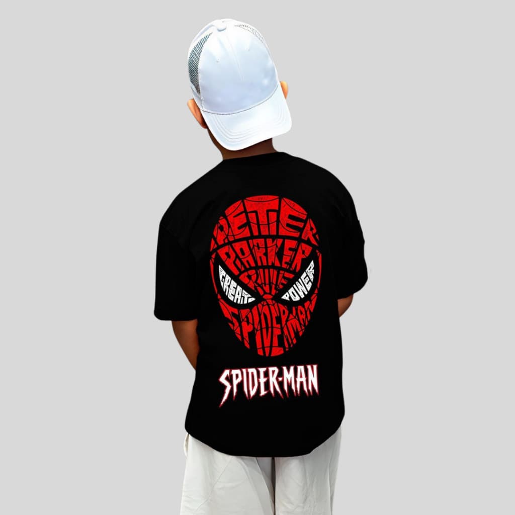 Camisa 30.1 Algodão Infantil Aranha Manga Curta 8 ao 16 Leve Fresca Estampada