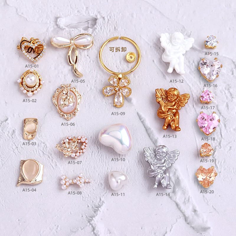 Acessórios de Manicure fantasma sereia amor pérola fundo plano diamante Retro em relevo anjo barroco decoração do prego