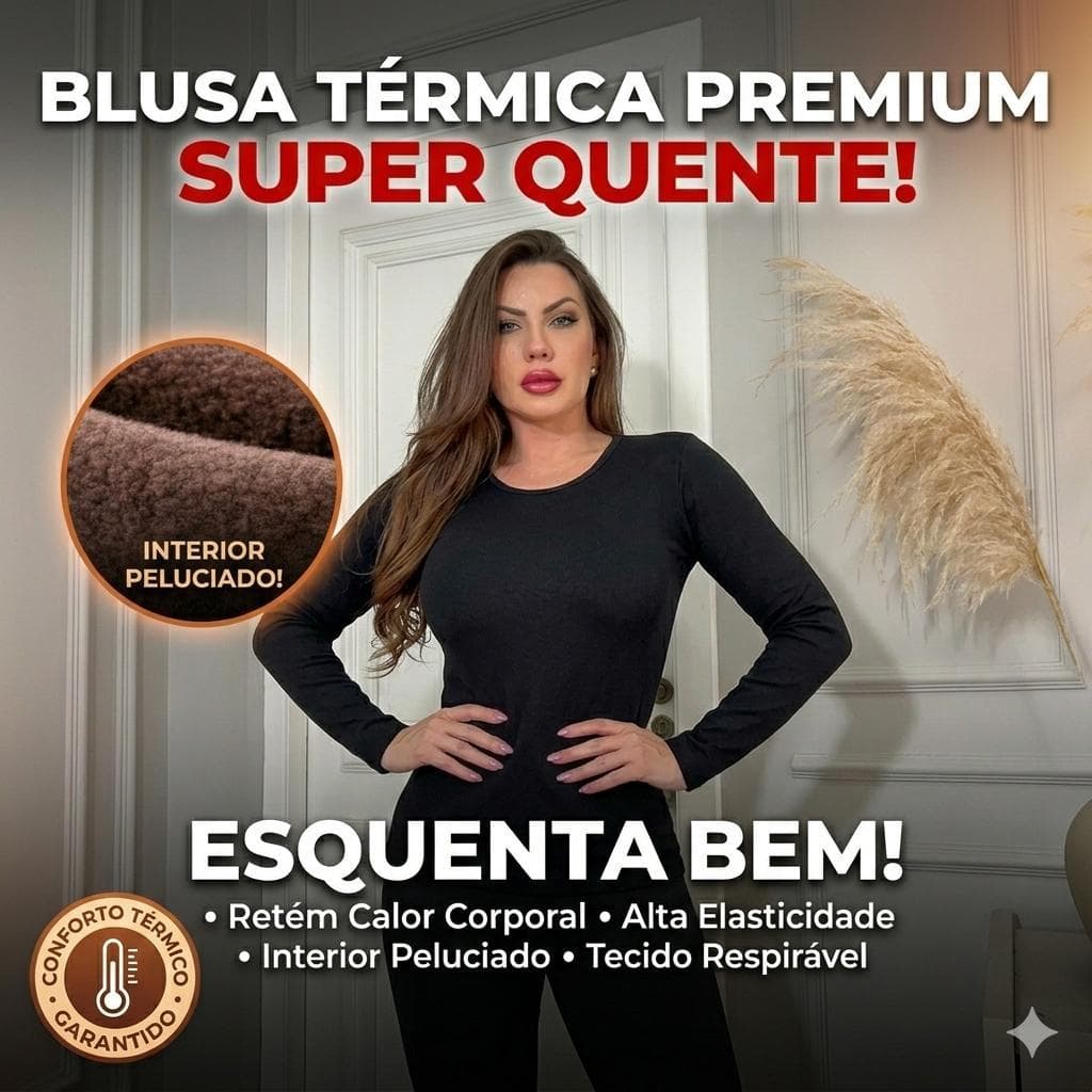 Camiseta Térmica Manga Longa Camiseta Peluciada Forrada Quente Para o Frio Inverno Blusa Feminina