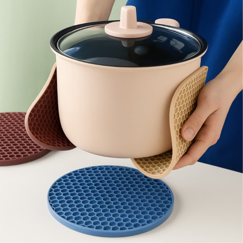 Kit 8 Descansos Panela em Silicone Protetor Resistente 17cm Apoio de Panela Quente