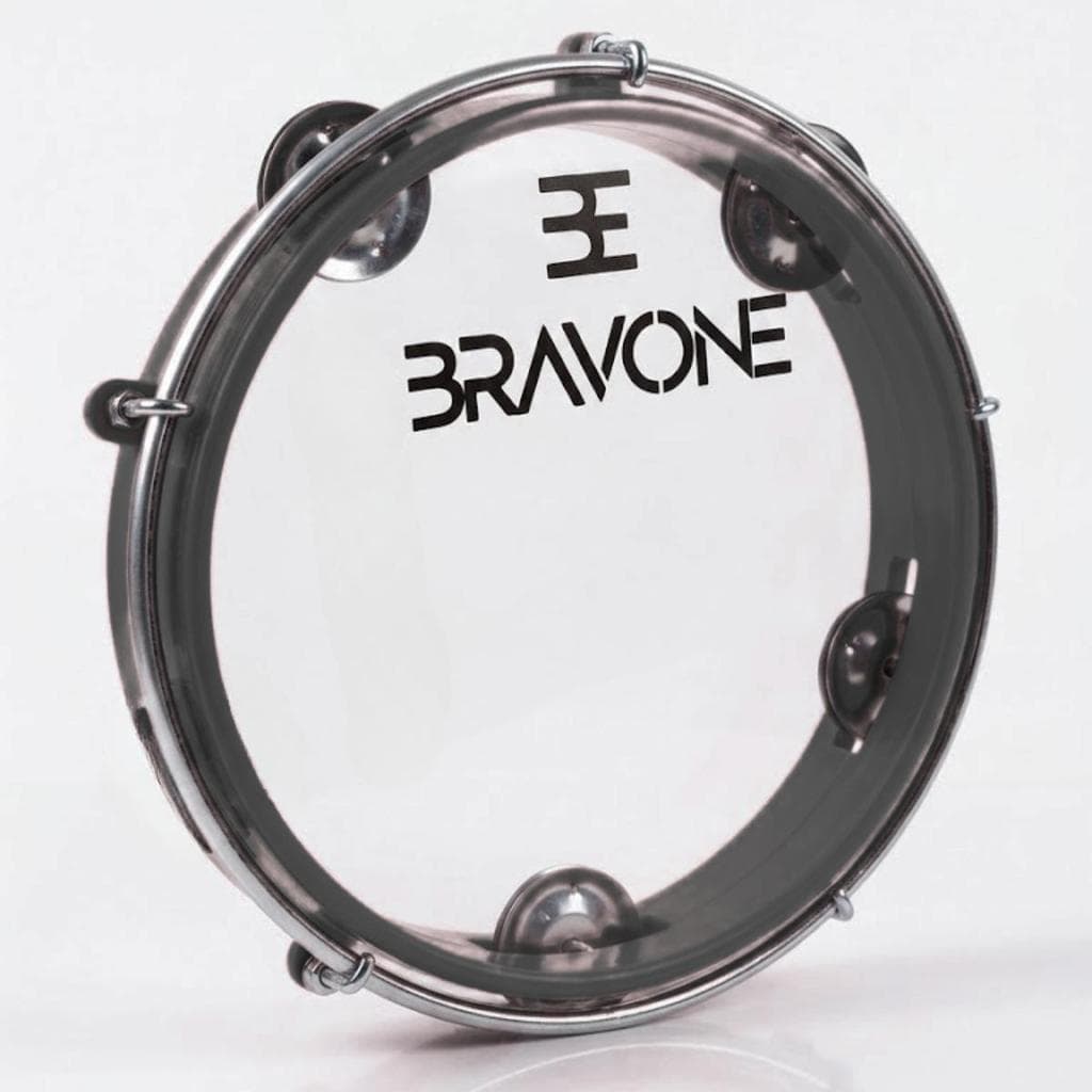 Pandeiro Bravone Preto 8 Polegadas Abs Pele Cristal
