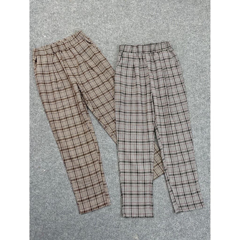 J1008 outono novo estilo feminino estilo britânico padrão cintura alta calças casuais estilo diário pequenas calças conf