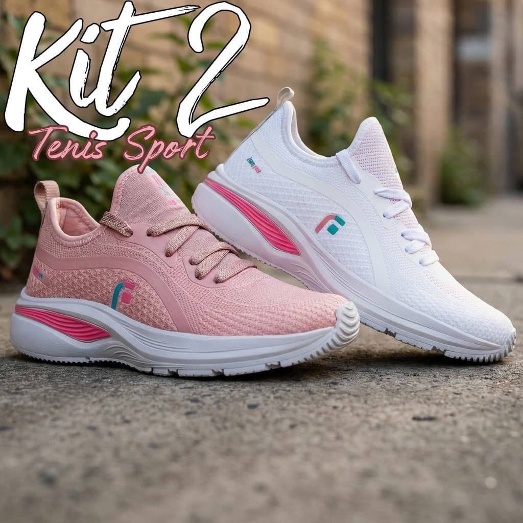 Kit 2 Pares Tênis Feminino Confortável e Leve para Corrida Caminhada e Dia a Dia - Jumper