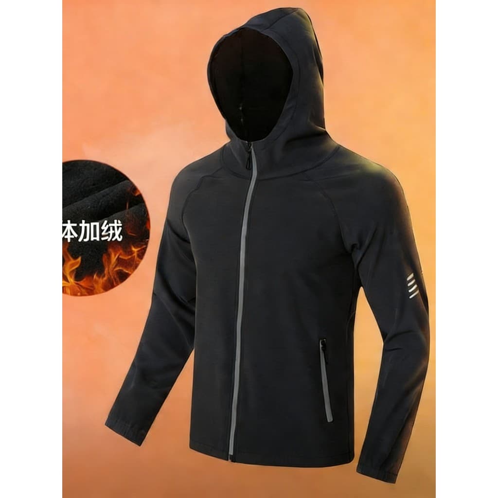 Tecnologia de três provas masculino feminino jaqueta esportiva inverno forro de lã à prova de vento zíper com capuz Casu