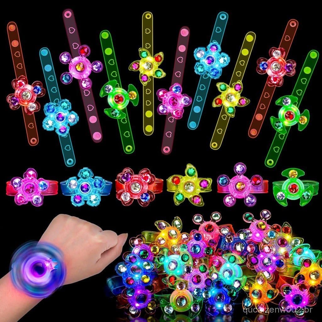 6/12 Unidades De Pulseiras LED Glow Spinner Iluminam Fidget Que Brilham No Escuro Lembrancinhas De Festa Brinquedos De A
