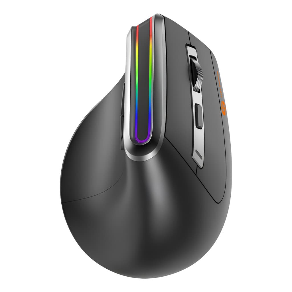 Mouse Vertical Bluetooth Sem Fio Fire Phoenix D-m3 6 Botões Ergonomico Rgb Grafite