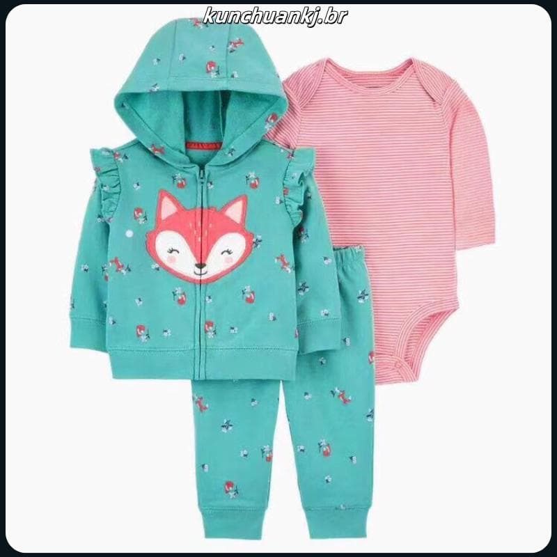 Lucky baby roupa bebê menina inverno caterr/Kit 3 Peças Trio Inverno Blusa e Calça Menina Original 6m - 24m