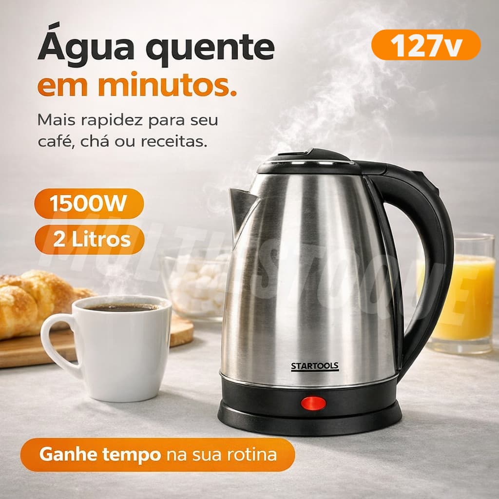 Chaleira Jarra Elétrica 2 Litros 127V - Inox