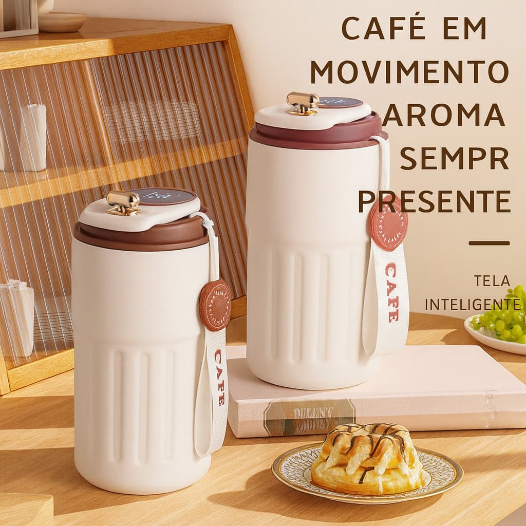 Copo Térmico 450ml Inox com Display Digital, Tampa com Trava e Alta Conservação de Calor