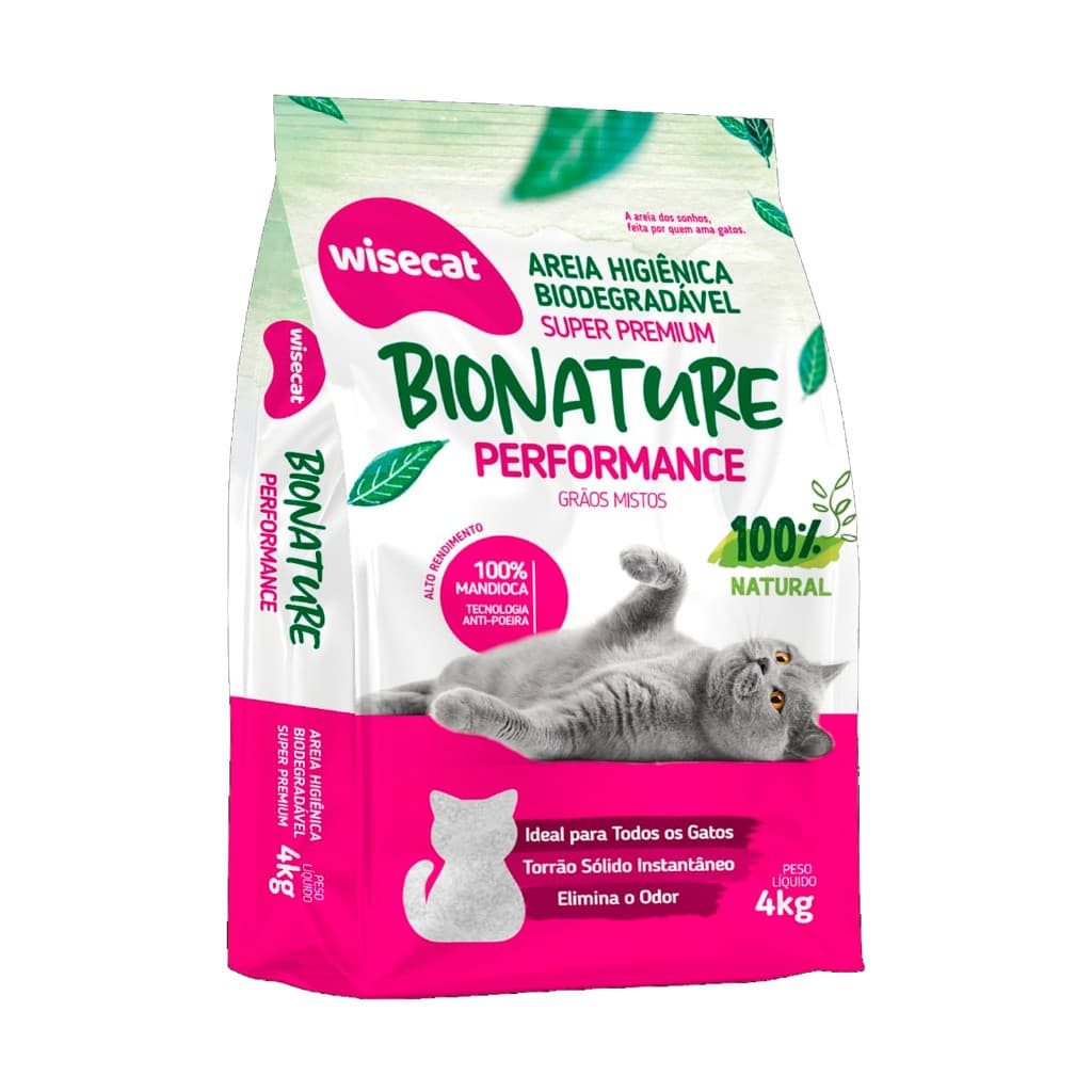 Wisecat - Areia Higiênica Bionature (Performace) - Biodegradável - Mista- Super Premium - 4 Kg