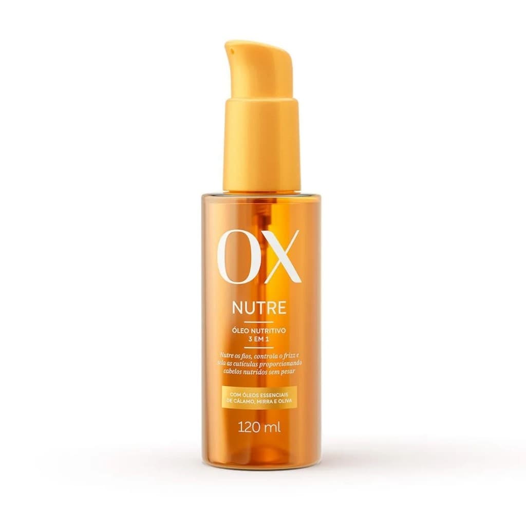 Óleo Nutritivo Capilar 3 em 1 OX Nutre 120ml – Anti Frizz, Brilho Intenso, Nutrição para Cabelos Secos